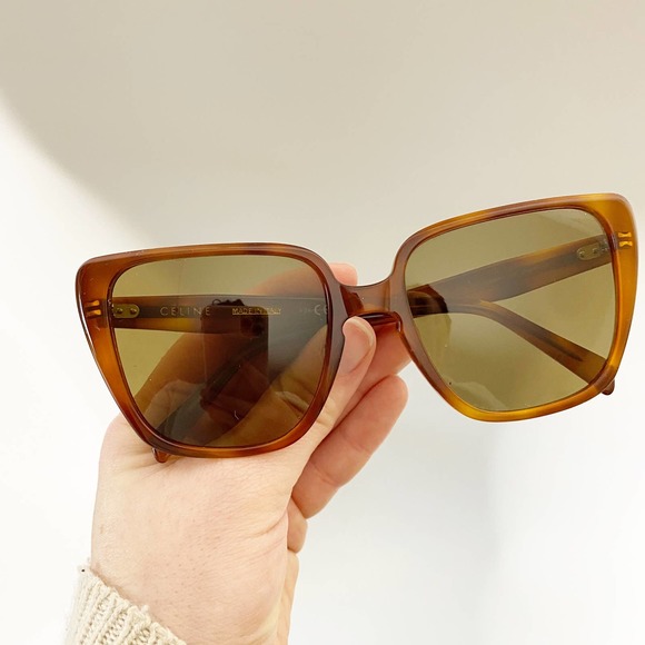 Celine Accessories - Celine Brown Turtle Rectangular Sunglasses